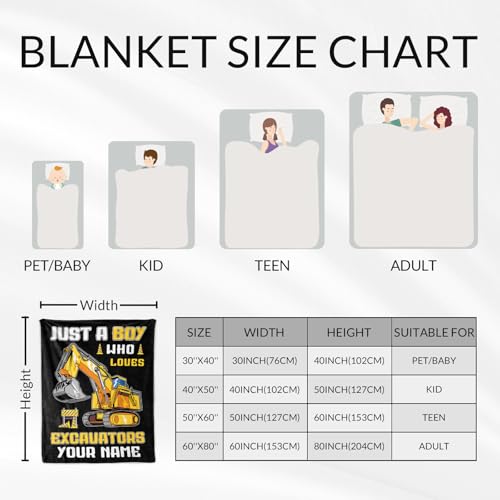 Image of Custom Excavator Blanket for Teens - Plush Fluffy Yellow Throw Blanket - 50 inchx60 inch Inches for Sofa - Cool Construction Gifts