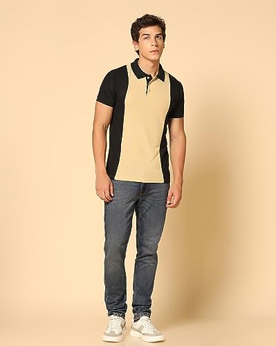 Image of INKKR Men's Solid Regular Fit T-Shirt (A10-POLO-FACTORY-BEIGE-S A10-02