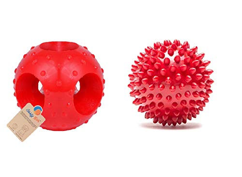 Goofy Tails Dog Ball Dog Toys Combo | 2 Dog Toy Combo Hole Dog Ball + Spike Ball for Dog| Toys for Dogs for All Breeds| Dog Toy Ball for Dogs| Dog Chew Toys
