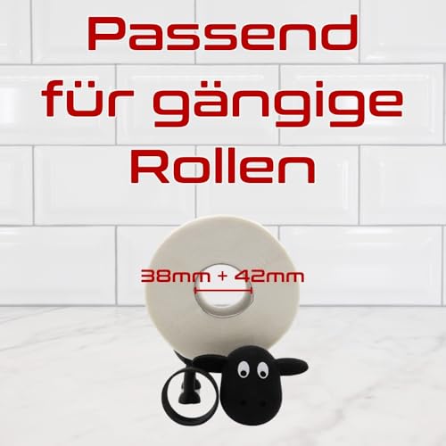 Rolli das Toilettenschaf - Toilettenpapierhalter für 38 und 42mm Rollen - Schaf - Toilettenrollenhalter (3er-Set)