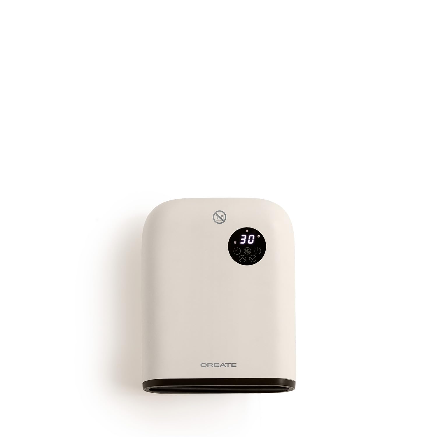 CREATE/WARM WALL/Riscaladore a parete o da pavimento con Wifi bianco sporco/Controllo tramite app, ambienti fino a 20m², rilevamento finestre aperte, antiribaltamento, 3 modalità,LCD, 2000W