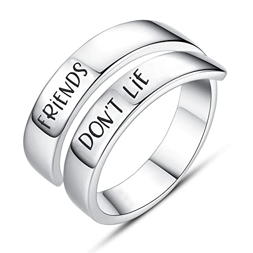 Jvvsci Friends Don't Lie Wrap Twist Ring,Gift for Her, Mom Daughter Sisters Ring,Best Friends BFF Gift