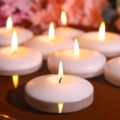 80 Pack White Floating Candles 3 inch Unscented Floating Candles for Centerpieces 8 Hours Long Burn Time-3 Floating Emergency Candle Bulk for Wedding Cylinder Vases