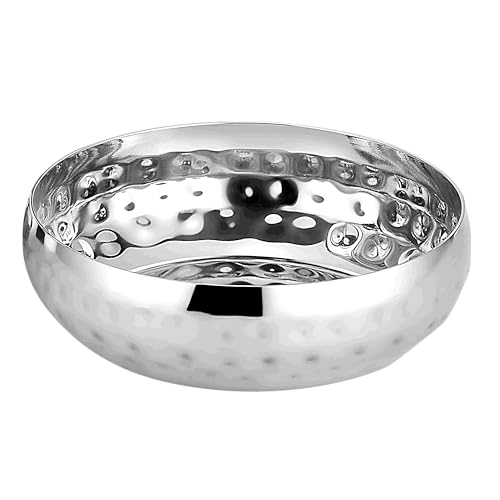 Image of Stainless Steel Serving Bowls Set with Hammered Finish, Traditional Katori for Curry, Dal, Soup, Dessert, 6 Pieces (100ml, Hammered Finish)