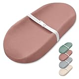 Blissful Diary Muslin Baby Changing Pad with Waterproof Lining Foam, Diaper Changing Table Pad with Cover for Dressers (Dusty Pink, Avocado)