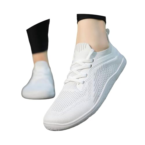 Zapatillas Deporte Mujer - Zapatillas Descalzas con Punta Ancha Transpirables Ligeras Y Casuales Suela Flexible para Mayor Comodidad Durante Todo El Día (White 46)