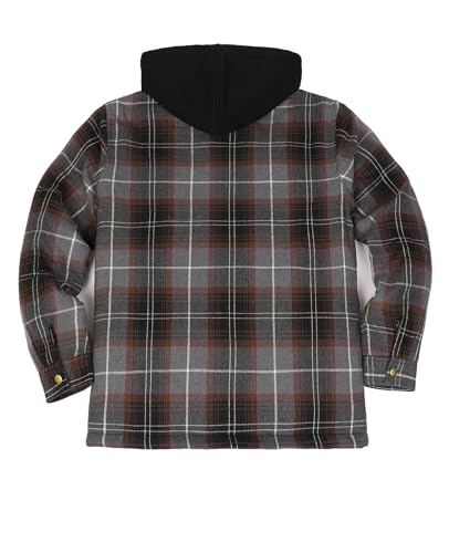 Image of ZENTHACE Men's Quilted Lined Hooded Plaid Jacket,Zipper & Snap Closure