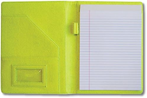 Zumer Sport Tennis Ball Material Notepad Portfolio - Made with Actual Fuzzy Tennis Ball Materials - Large pad Agenda Planner Book - Ruled Note Paper - Pen Holder - Business Card Holder - Neon Yellow