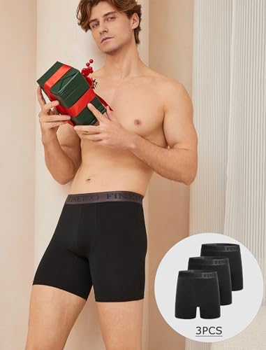 Image of FINETOO Mens Underwear Cotton Boxer Briefs Soft Breathable Boxers Moisture-Wicking Shorts Clothing Underwear for Men Pack 3