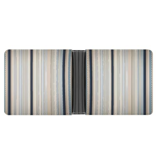 Portefeuille à deux volets bleu et beige en cuir premium avec pince à billets et porte-cartes