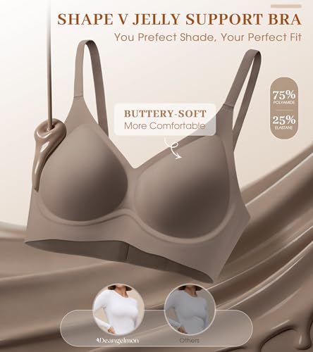 Image of DEANGELMON Seamless Bras for Women No Underwire Comfortable Push Up Bra V Neck Wireless Bralette Full Coverage Wire Free