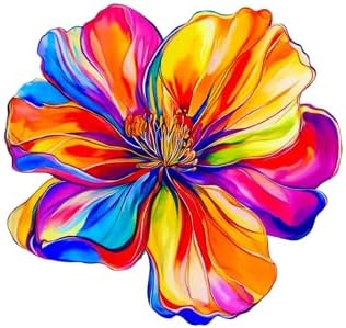 MAKTEM One Large Rainbow Hologrpahic Flower Car Decal, Waterproof Removable Flower Sticker for Bumper Window Panel Trunk, Peel and Stick on Car Vehicle Truck Window Laptop 1PC One Rainbow