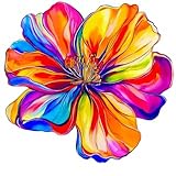MAKTEM One Large Rainbow Hologrpahic Flower Car Decal, Waterproof Removable Flower Sticker for Bumper Window Panel Trunk, Peel and Stick on Car Vehicle Truck Window Laptop 1PC (One Rainbow)