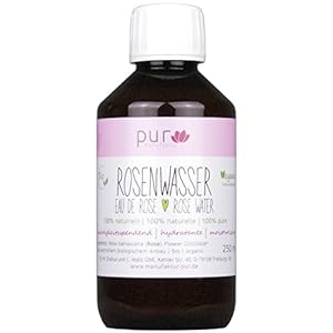 Echt rozenwater, 250 ml, biologisch organisch rozenwater, 100% natuurzuiver rozenhydrolaat (in PET-fles met OV)