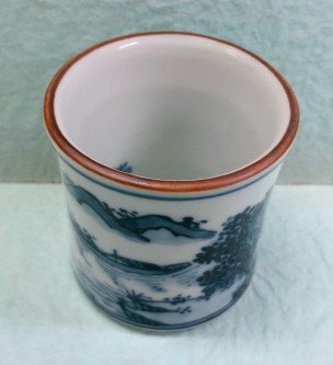 Amazon.co.jp: 《茶道具・蓋置》蓋置 染付・山水の絵蓋置 橋本龍岳作
