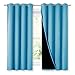 NICETOWN 100% Blackout Curtains with Black Liners, Thermal Insulated Full Blackout 2-Layer Lined Drapes, Energy Efficiency Window Draperies for Bedroom (Light Blue, 2 Panels, 52-inch W by 63-inch L)