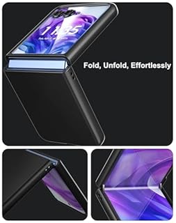 Cresee Case for Motorola Razr Plus 2024/2025 - with Built-in Cover Screen Protector - Thin Hard Matte Polycarbonate Cover Phone Case for Moto Razr+ 2024/2025 - Black