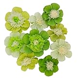Mybbshower Crepe Paper Flower for Wall Psprt Pom Pom Decor Girls Birthday Party Backdrop Baby Shower Nursery Room Decoration Pack of 9 (Greens)