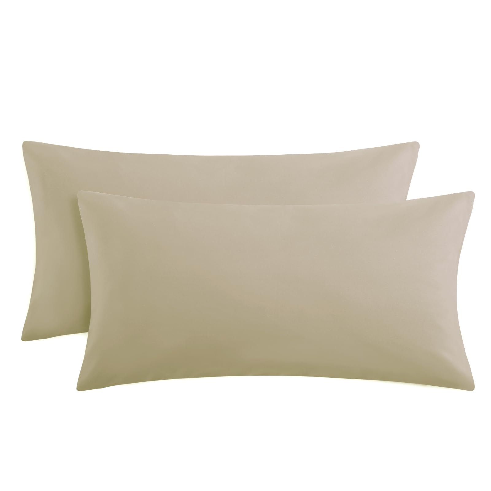 RUIKASI Kissenbezug 40 x 80 Khaki 2er Set - Oeko Tex Kopfkissenbezug 40x80 Kissen Bezug 40x80cm mit Reißverschluss aus Mikrofaser, Polsterbezug Doppelpack Set Pillow Case Pillow Cover
