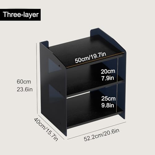 Meuble de rangement multimédia noir à 3 niveaux avec étagères réglables pour salon - 2