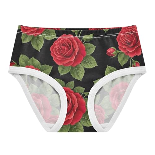 Vibrant Floral Elegant Flower Black Panties Little Girl Toddler Underwear Floral Cotton Stylish Briefs Kids Undies 2t
