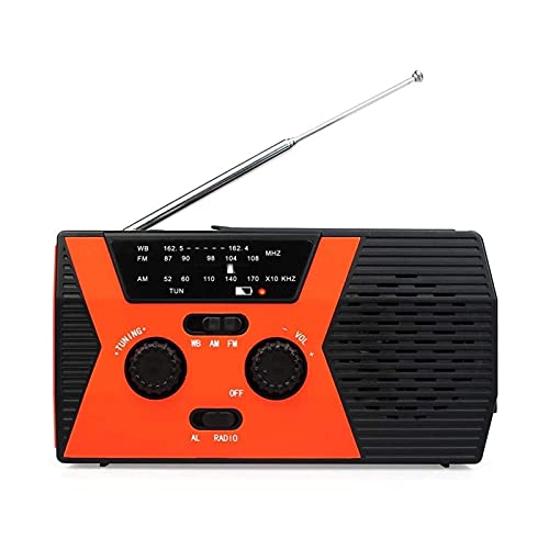 Emergency Compact Crank Weather AM/FM Radio - SOS Emergency Flashlight Smartphone/Tablet Charger (Red/Black)