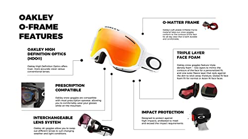 Oakley Oo7113 O-Frame 2.0 Pro M Matte White Strap/Fire Iridium Ski Goggles + Oakley Spare Persimmon Lens + Bundle With Designer Iwear Eyewear Kit #TOP3