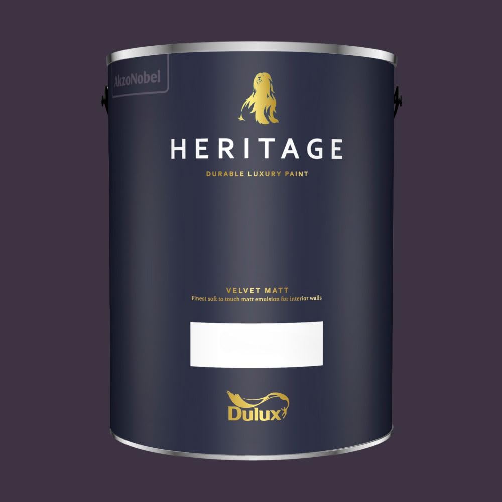 Dulux Heritage Dark Aubergine Walls And Ceilings Velvet Matt Emulsion Paint 5L