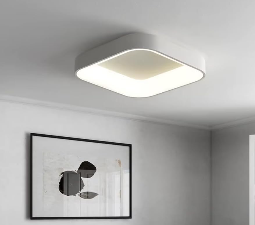 Image of LED Ceiling Light from Acrylic Flush Mount Lamp for Living Room, Bedroom, Kitchen & Office. Modes : Warm, Cool & Natural White (Nordic Square)