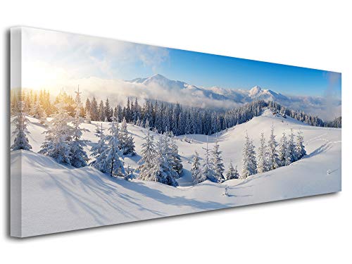 DECLINA Tableau Photo Montagne des CARPATES - Impression Photo Paysage sur toile décoration murale - Déco maison, cuisine, salon, chambre adulte - 120x50 cm