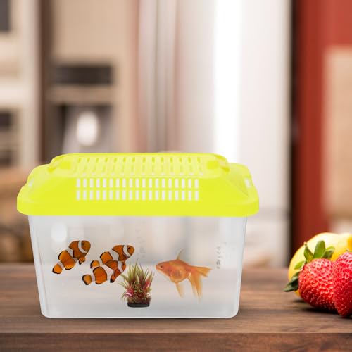 Image of POPETPOP Portable Handheld Fish Tank Transparent Aquarium for Turtles and Hamsters Lightweight Reptile Carrier Easy to Clean for Feeding Cover