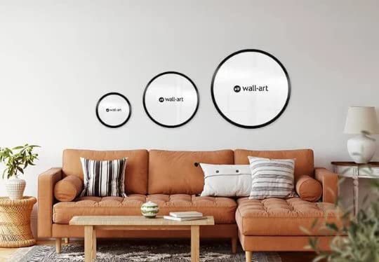 Cornice Rotonda in Legno 20 CM da Parete Cornice Decorativa per Foto Design Nero per Soggiorno Camera da Letto e Ufficio Decorazione Murale Elegante e Resistente