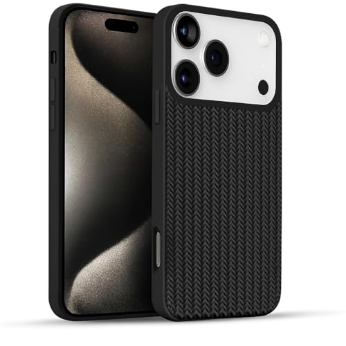 Image of Compatible with iPhone 17 Pro | Premium Textured Microfiber Candy Protective Case | Shock-Absorbing Back Cover with Enhanced Camera Guard (Black)