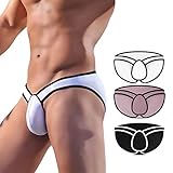 Meshal Men's Cotton Low Rise Briefs Soft Breathable Bulge Pouch Sexy Underwear (White,XL)