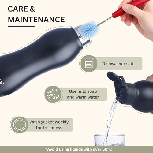 Image of Clazkit Platina Stainless Steel Black Matte Finish Water Bottle Set of 2 |ISI Certified | Leakproof, Rust-Free, BPA-Free, Durable for Fridge, Sports, Gym, Yoga & Office-Easy to Clean & Reusable-1000ml