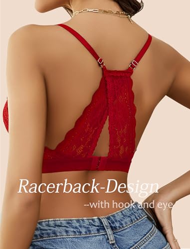 Image of Avidlove Bralettes for Women Lace Racerback Bras Wireless Unlined Bralette Comfy Bra Sexy Lingerie Tops