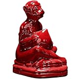 HUMOCHUSON Arte del Hogar Scultura Esculturas De Animales del Zodíaco Chino Hechas A Mano En Cerámica, Ideales para Decorar Salas De Estar, Estudios, Alojamientos Y Desayunos (Mono Rojo)