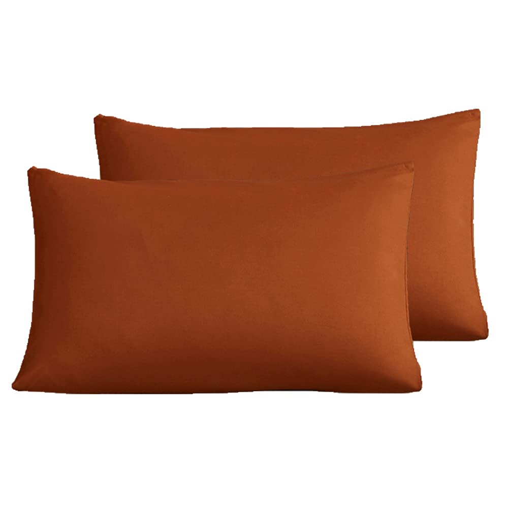 Taies d'oreiller standard orange brûlé Karever 50x66 cm avec fermeture enveloppe