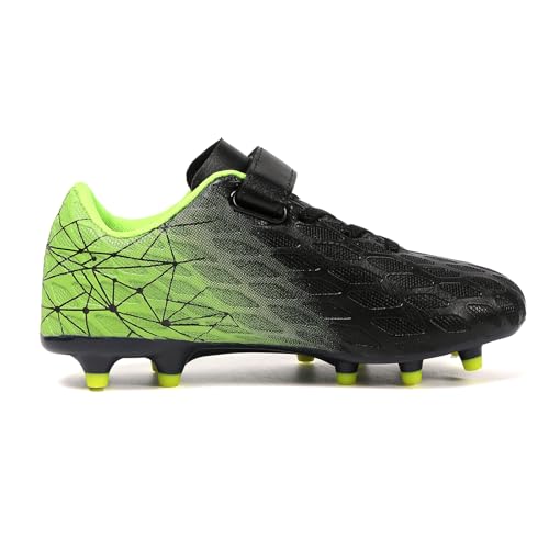 Skerxut Soccer Cleats, Kids Firm Ground Football Shoes, Boys Girls Athletic Outdoor (Black/Green, Little Kid, 11, Numeric, US Footwear Size System, Medium) by Skerxut - Used condition - Image 5