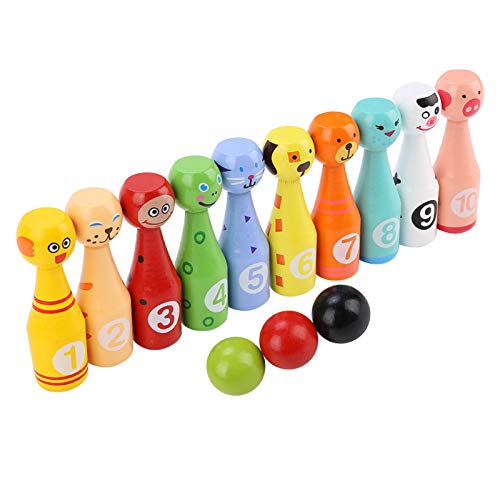 Estink Bowling Spielzeug, Kinder pädagogische Tier Bowling Flasche Ball Holz Bowling Spielzeug Outdoor-Spiel… – Bild 3
