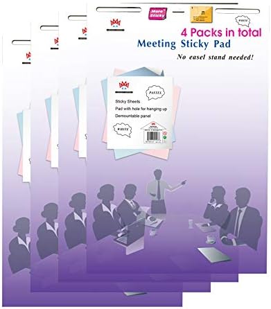 4 blocs de caballete súper pegajoso, 23 x 31.5 pulgadas, blanco, papel de anclaje de papel autoadhesivo grande para suministros escolares de