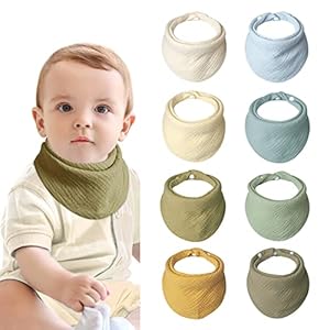 Lulu moon Lätzchen Baby Absorbierende Dreieckstuch, Musselin Halstuch Baby mit Verstellbares Druckknopf, Weiche Sabberlätzchen für Junge und Mädchen, Unisex, 8 Stück (Ozean)