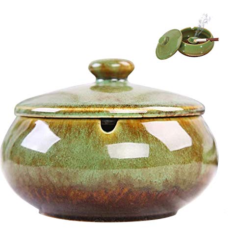 AMITD Zigarren Aschenbecher, Chinesische Keramik Aschenbecher Mit Einer Abdeckung Teetisch Couchtisch Klein Dekoration Wohnung Schlafzimmer Retro Zigarre Rauch Und Rauch,Flesh Cover