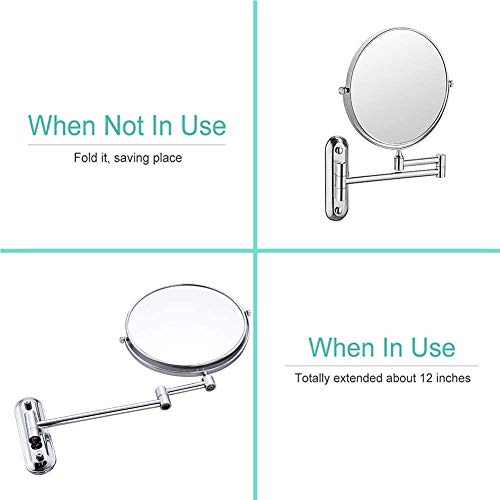 Miroir de maquillage rond double face or rose 10x avec fixation murale - 6