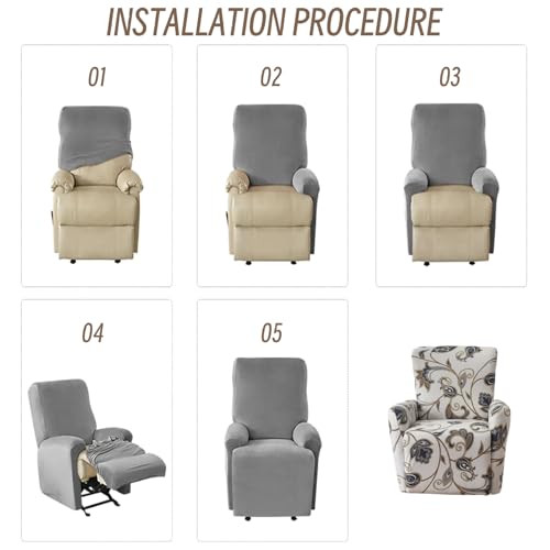 Fundas protectoras para muebles elásticas de 4 piezas para sillones reclinables del salón 8