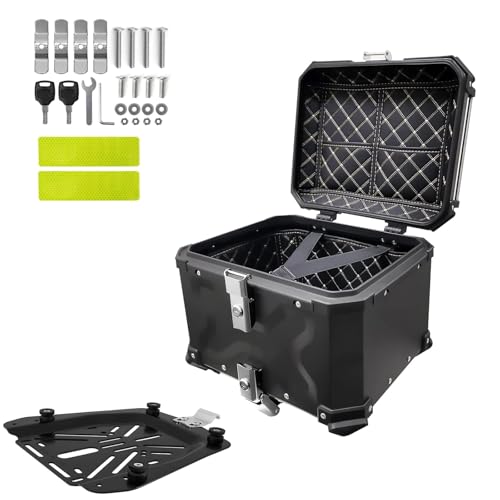 Top case en aluminium pour moto de 36L noir avec serrure sécurisée et coffre étanche