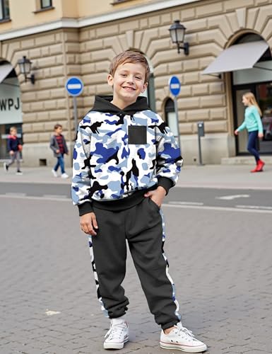 Image of Boys Clothes Fall Winter Outfits Camouflage Long Sleeve Hoodie and Pants 2PC Kids Clothes Boys for 5-14 Years