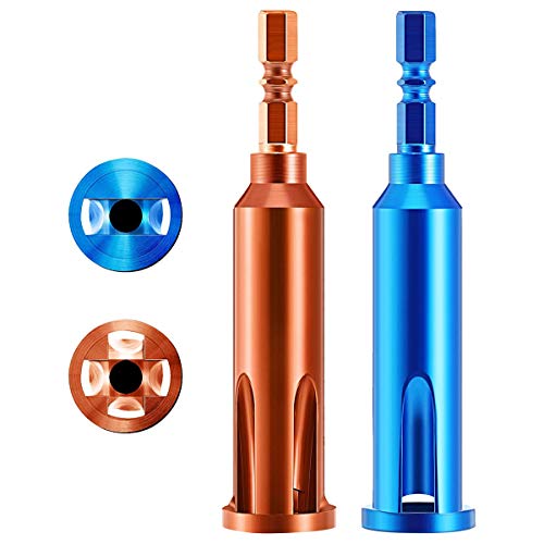 Techson Herramientas de torsión de alambre, terminales de alambre herramientas para pelar y torcer cable de alambre, pelacables y torcer con mango hexagonal 1/4 cabeza de lote (2, azul y naranja) Cover