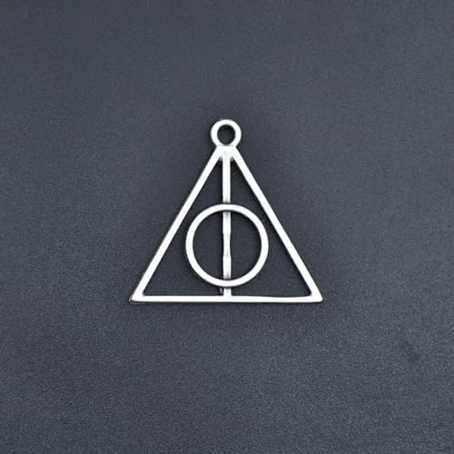 Bu Farklı Harry Potter Ölüm Yadigarları Üçgen Erkek Kadın Kolye Antik Gümüş Kaplama - 60 cm Düz Zincir - Görsel 4