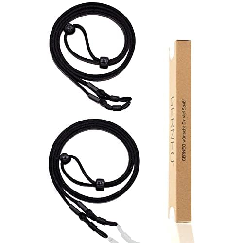 GERNEO® Madrid - Cinturino per Occhiali in Pelle e Camoscio - Unisex in PU per Occhiali da Sole e da Lettura - Nero e Marrone Chiaro - Supporto Nero